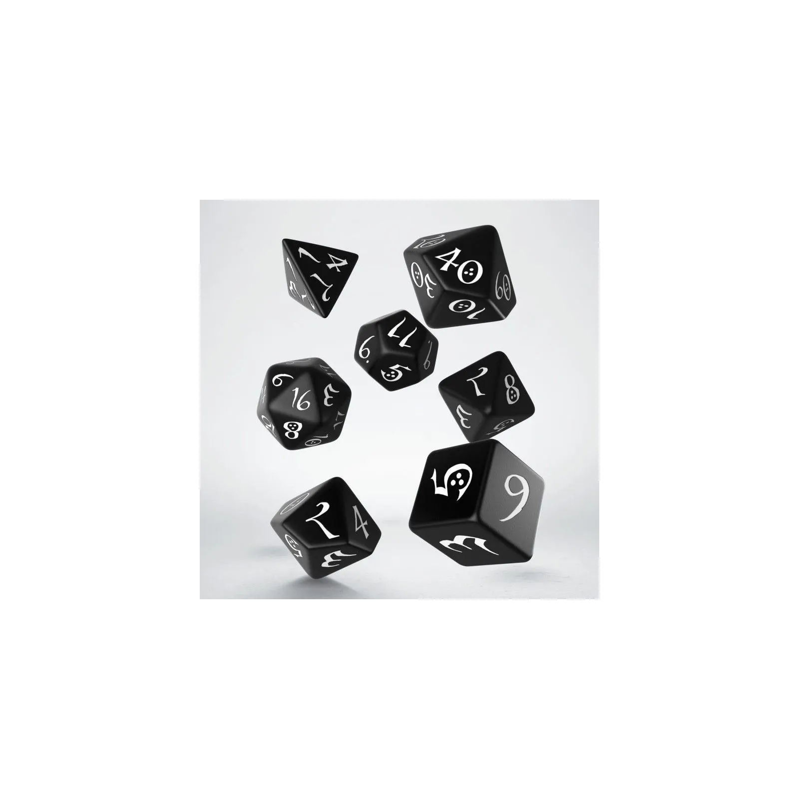 Classic Dice Set - Black & white [7 dices] - QWO-SCLE01 - Q Workshop - Dices, bags and other accessories - Le Nuage de Charlotte