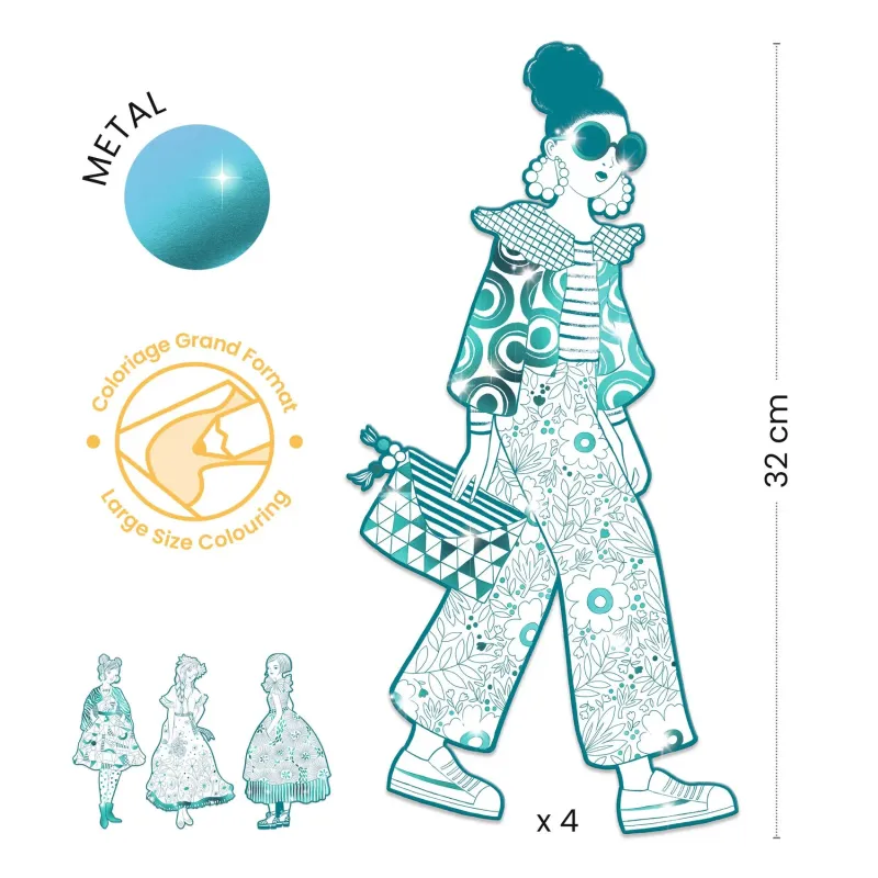 Coloriage mode - Rebekka & ses amies - DJE-DJ09545 - DJECO - Dessins et peintures - Le Nuage de Charlotte