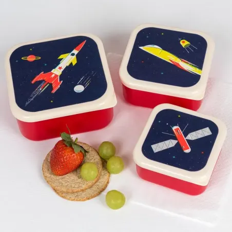 Set De 3 Boîtes À Goûter Space Age - REX-28512 - Rex London - Boîte à tartine, fruit et snack - Le Nuage de Charlotte