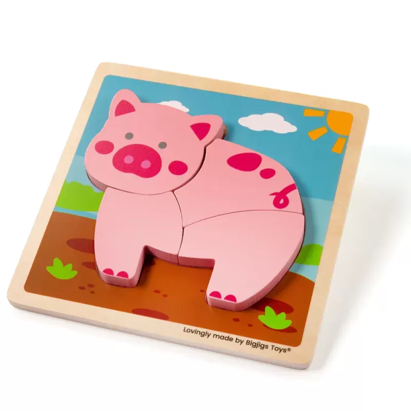 Chunky Lift-Out Puzzle - Pig - BIG-34053 - Bigjigs - Wooden Puzzles - Le Nuage de Charlotte