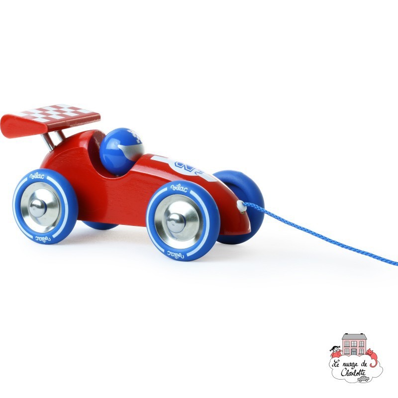 Red & Blue pull along racing car - VIL-2309R - Vilac - Pull Along Toys - Le Nuage de Charlotte