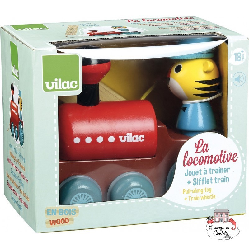 Train pull toy with a whistle - VIL-7715 - Vilac - Pull Along Toys - Le Nuage de Charlotte