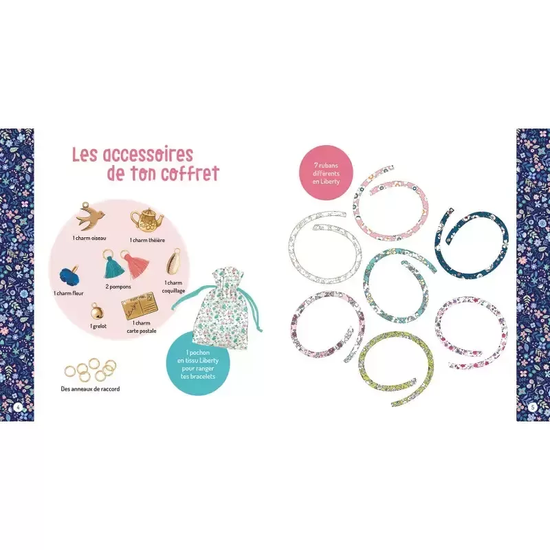 Mon semainier de 7 bracelets en liberty - AUZ-9791039526302 - Editions Auzou - Kit bijoux - Le Nuage de Charlotte