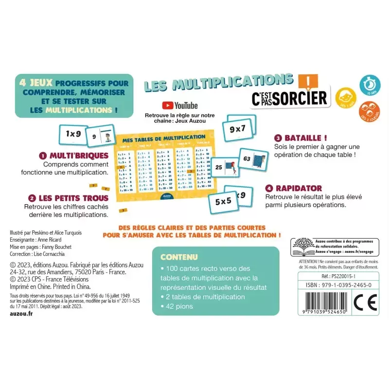 Les multiplications - C'est pas sorcier - AUZ-9791039524650 - Editions Auzou - Jeux de société - Le Nuage de Charlotte