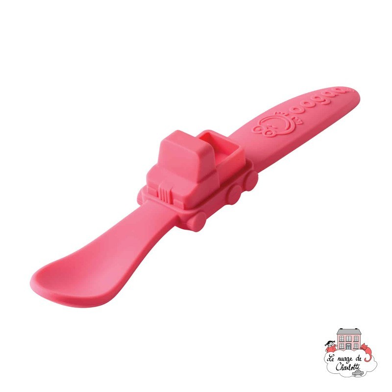 Silicone Baby Spoon "Train" pink - OOGS862 - Oogaa - Plates and Bowls - Le Nuage de Charlotte