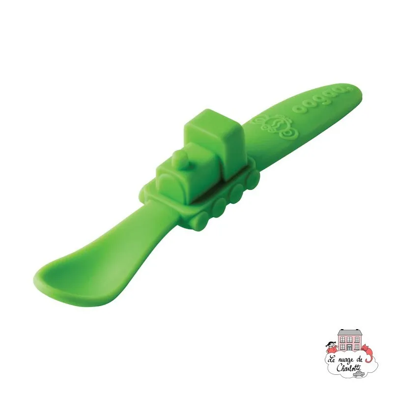 Cuillère repas pour bébé "Train" vert - OOGS841 - Oogaa - Assiettes et Bols - Le Nuage de Charlotte