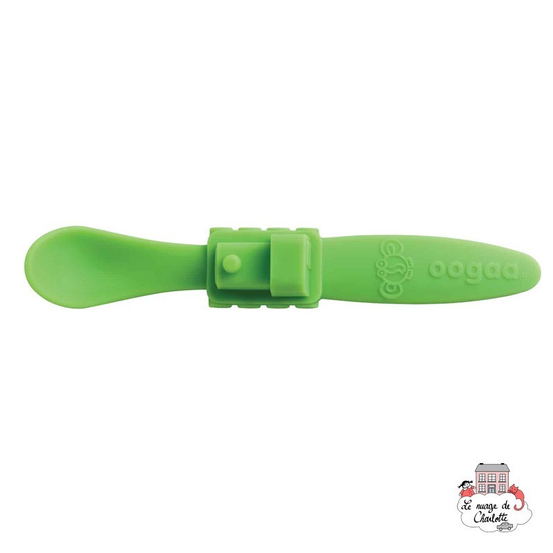 Silicone Baby Spoon "Train" green - OOGS841 - Oogaa - Plates and Bowls - Le Nuage de Charlotte