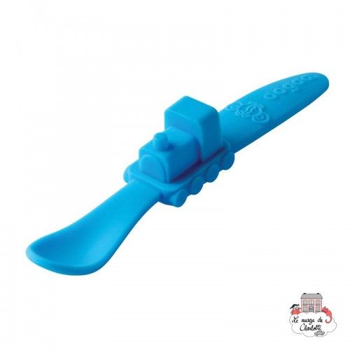 Silicone Baby Spoon "Train" blue - OOGS840 - Oogaa - Plates and Bowls - Le Nuage de Charlotte