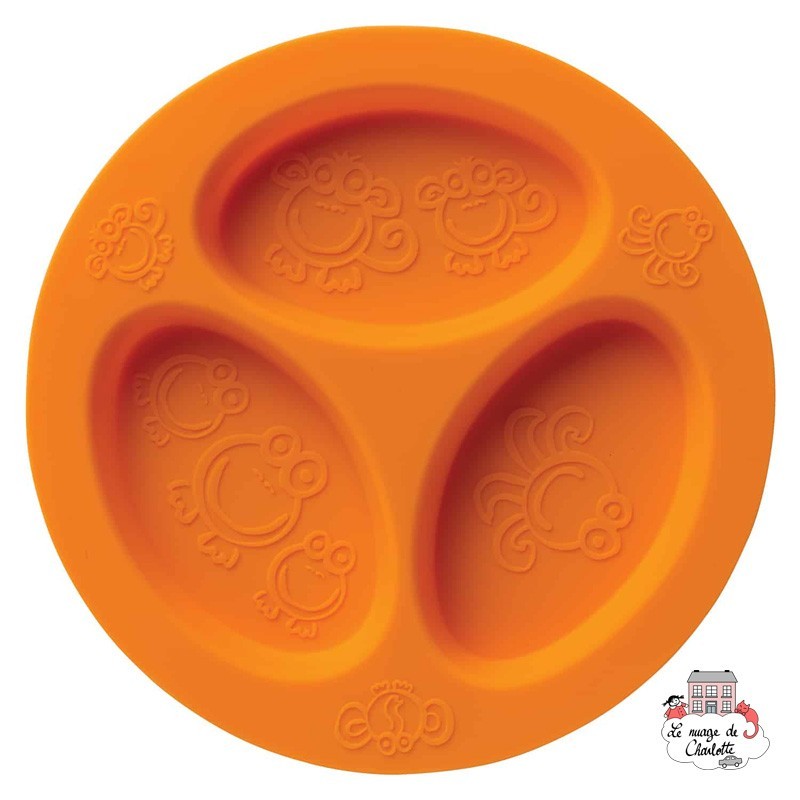 Silicone Orange Divided Plate - OOG917 - Oogaa - Plates and Bowls - Le Nuage de Charlotte