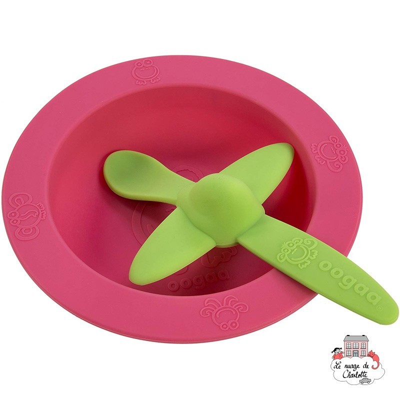 Silicone Mealtime Set Pink / Green - OOG813 - Oogaa - Plates and Bowls - Le Nuage de Charlotte