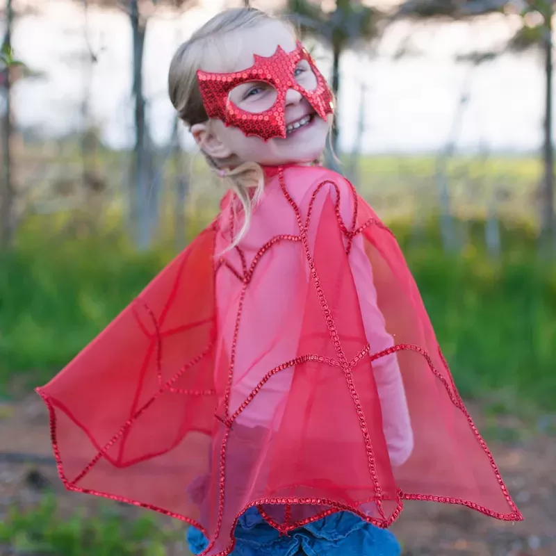 Red Bat Cape with Sequins Mask - GPR-51275 - Great Pretenders - Disguises - Le Nuage de Charlotte