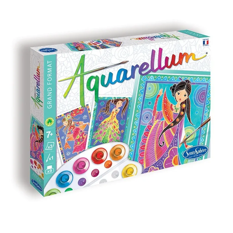 Sentosphère Aquarellum Grand Format – Fonds Marins – 3 Tableaux 32,5 X 25 Cm – Peinture Aquarellable – Dès 7 Ans – Fabriqué En France