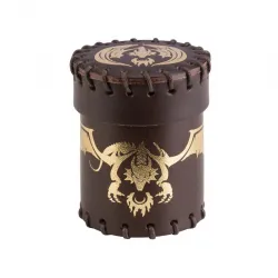 Flying Dragon Brown & golden Leather Dice Cup - QWO-CFDR102 - Q Workshop - Dices, bags and other accessories - Le Nuage de Ch...
