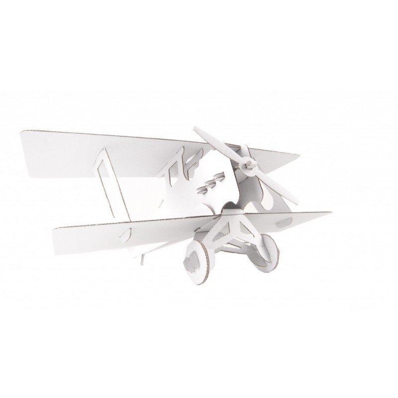 Biplane (white) - LEO-L01032-B - Leolandia - Maquettes en carton - Le Nuage de Charlotte