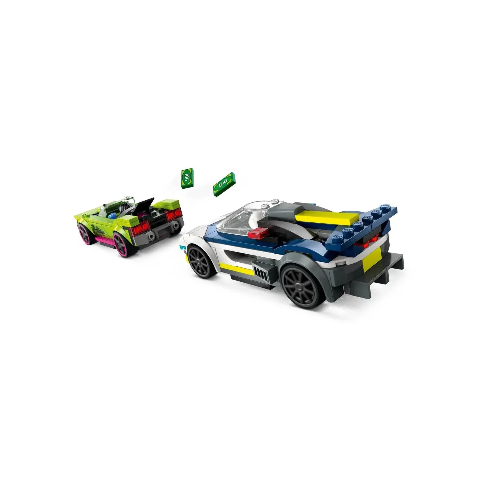 Lego [City] La course-poursuite entre la voiture de police et la super voiture – vue 2 – Lego et Duplo