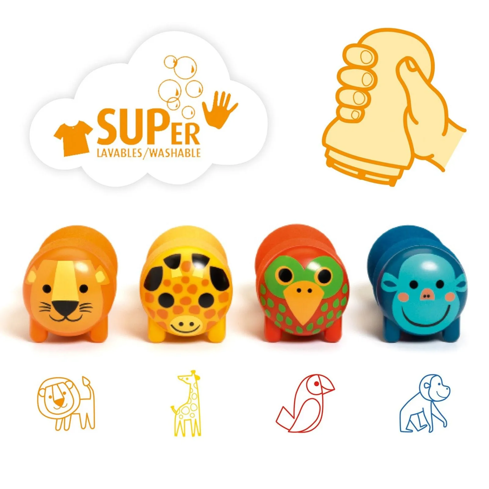 Djeco Stamps for little ones - Safari animals – vue 2 – Decoration & Stamps