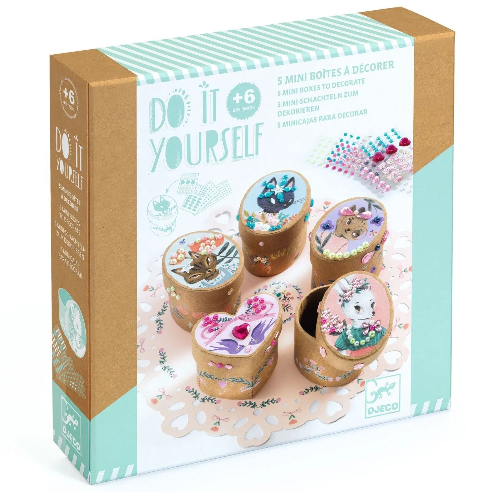 Djeco Do It Yourself - 5 Mini boxes to decorate – vue 1 – Creative Kits