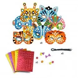 Djeco Do It Yourself - 8 mosaics masks to décorate - Jungle animals – vue 2 – Creative Kits
