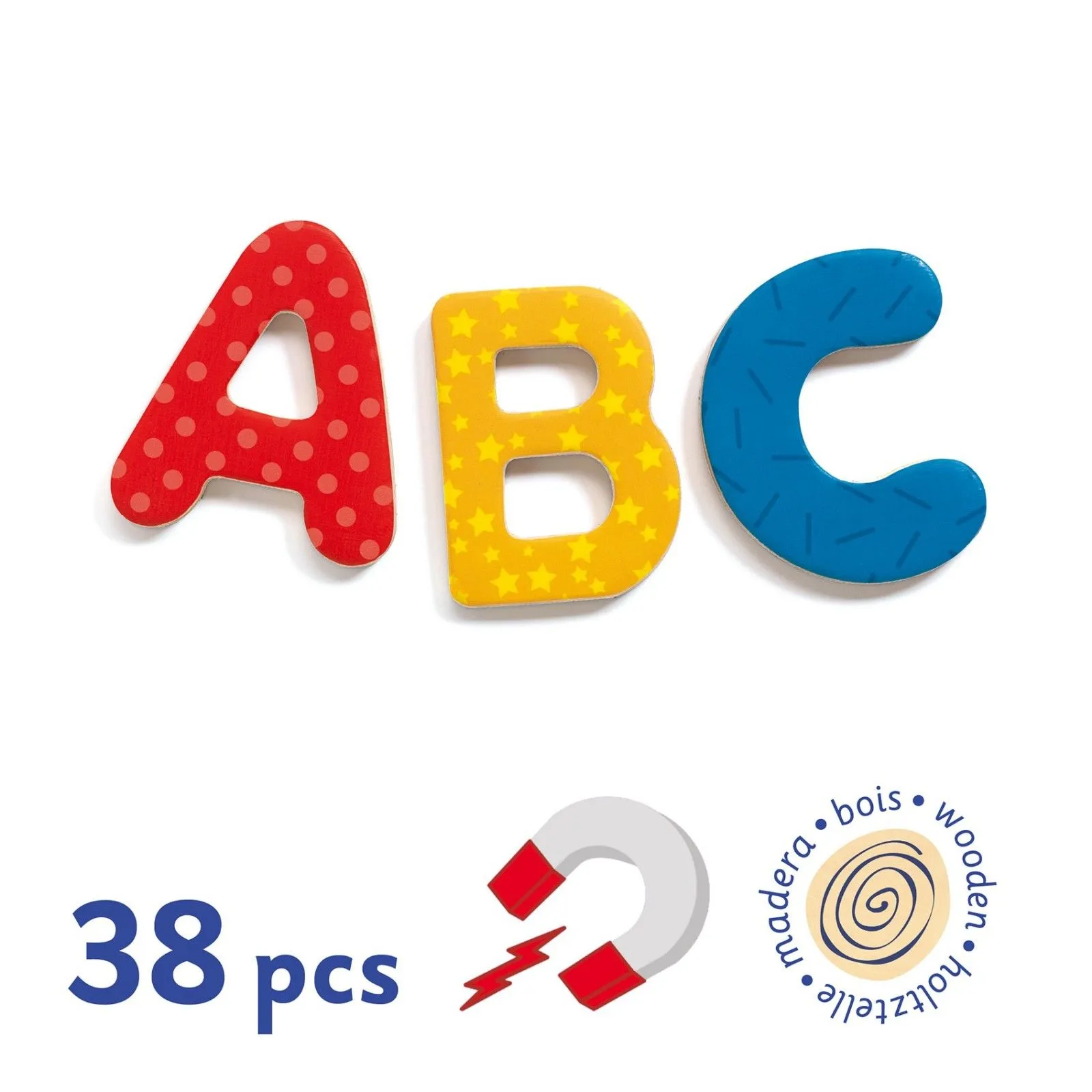 Djeco 38 big letters – vue 3 – Magnets