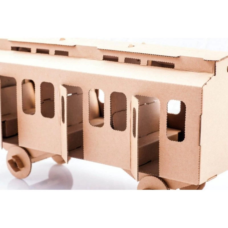 Voiture voyageurs (naturel) - LEO-L03023 - Leolandia - Maquettes en carton - Le Nuage de Charlotte