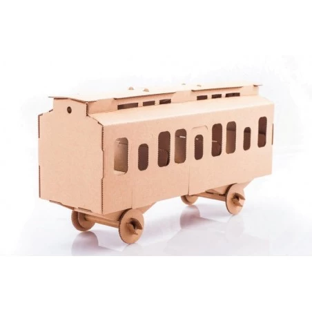 Voiture voyageurs (naturel) - LEO-L03023 - Leolandia - Maquettes en carton - Le Nuage de Charlotte