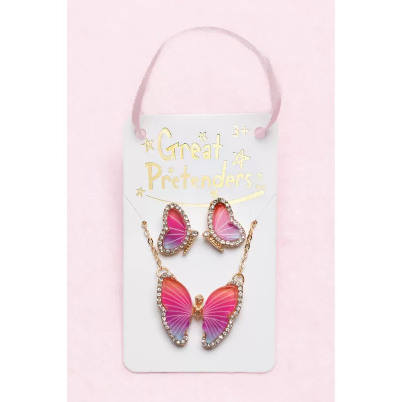 Great Pretenders Butterfly Necklace & Studded Earring Set – vue 1 – Jewelry