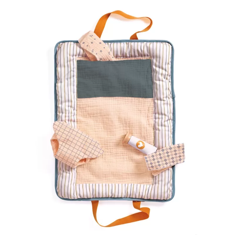 Djeco Poméa -  Sac à langer Blue Fly – vue 1 – Accessoires pour poupées