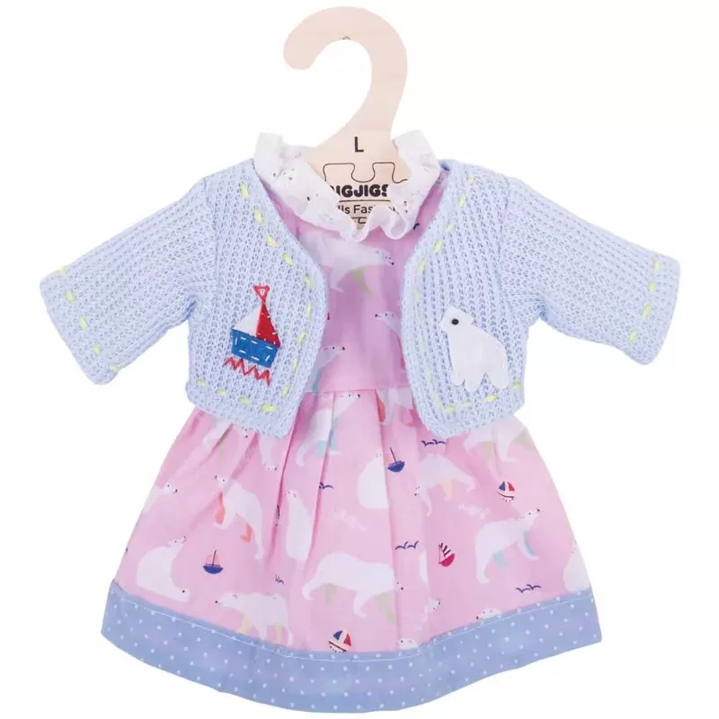 Bigjigs Polar Bear Pink Dress – vue 1 – Bigjigs Doll Clothes