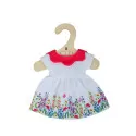 Bigjigs Robe fleurie blanche avec col rouge – vue 1 – Vêtements Bigjigs