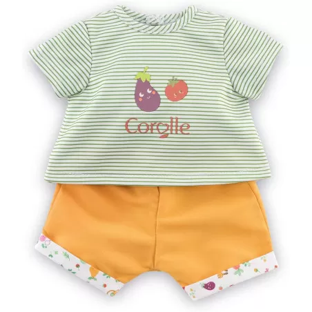 Corolle T-Shirt & Bermuda shorts for the Vegetable Garden Festival for 36 cm doll – vue 1 – Corolle Doll Clothes