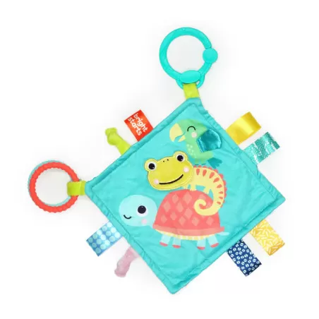 Kids2 Bright Starts - Fuzzy Feelies Soothing Blankie - Tropical Trio – vue 1 – Cuddle & Snuggle