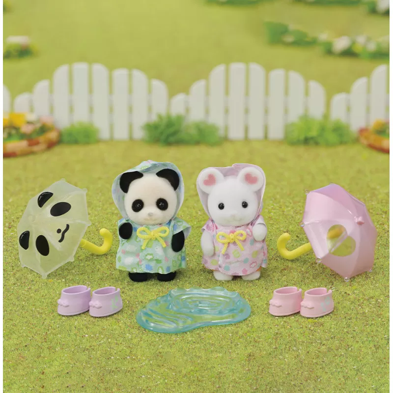 Epoch Le duo des bébés en habits de pluie – vue 2 – Sylvanian Families