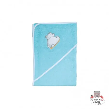 Bathing cape - Pompon turquoise - BBJ-cbpom - bébé-jou - Bath linen - Le Nuage de Charlotte