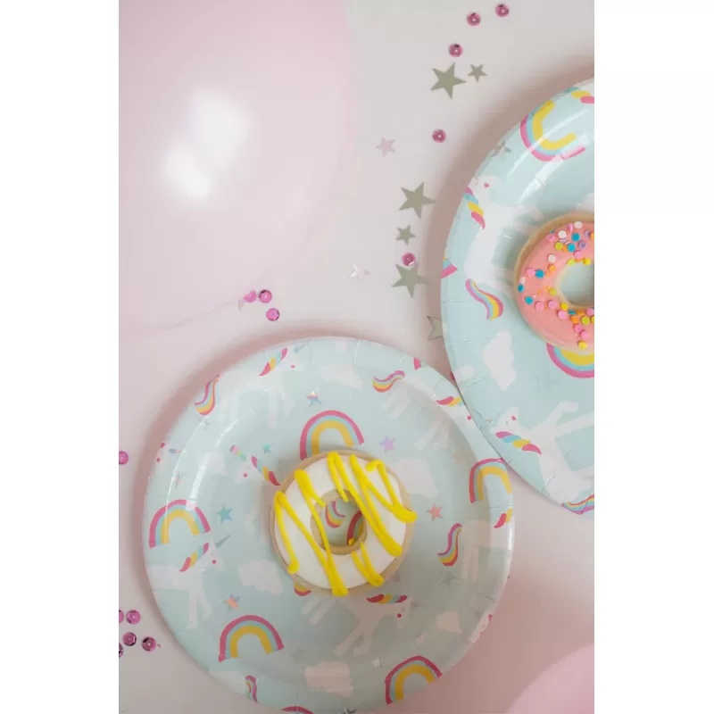 Great Pretenders Plates - Party - Unicorn LARGE - 23 cm (8 pcs) – vue 2 – Party decor