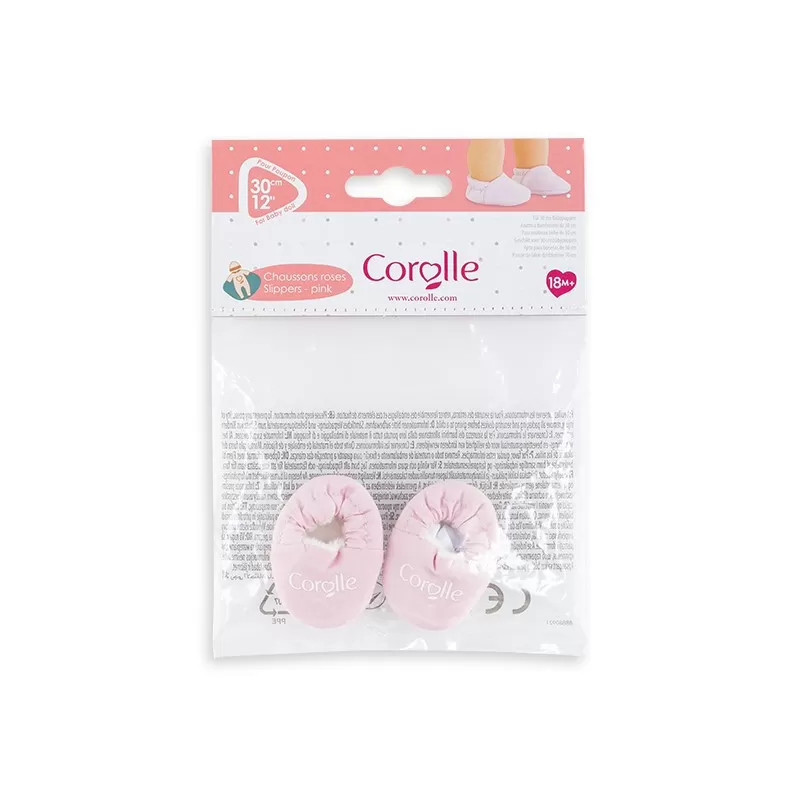 Corolle Pink slippers for 30 cm baby doll – vue 3 – Corolle Doll Clothes