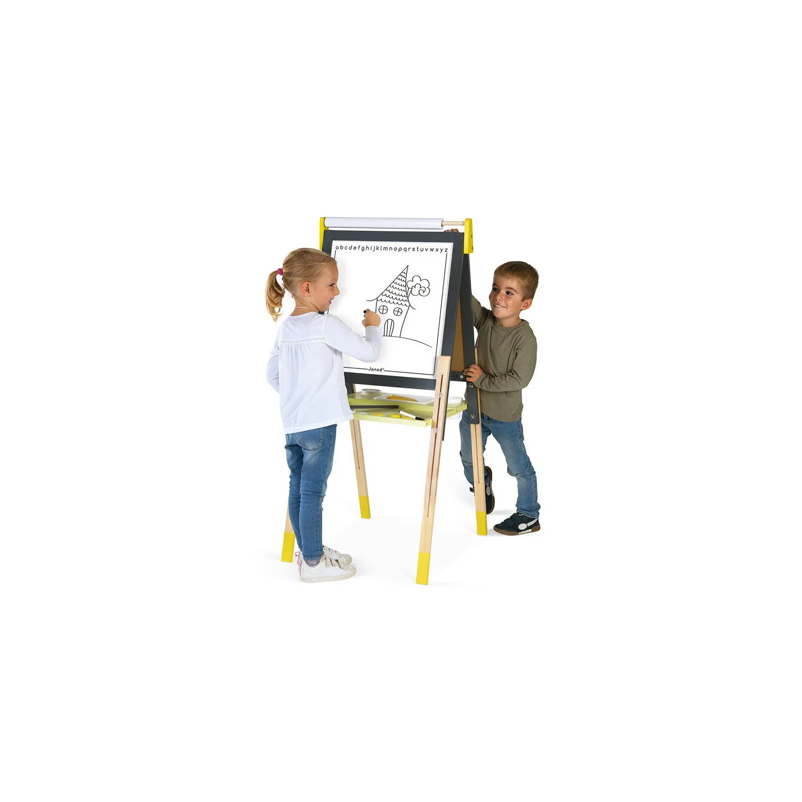 Janod Tableau Réglable gris et Jaune (bois) – vue 3 – Peinture & dessin