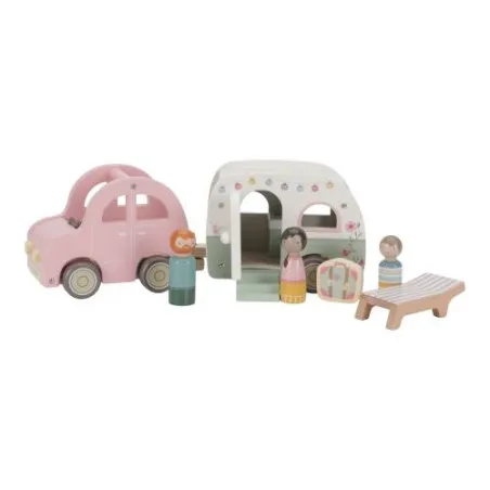 Little Dutch Voiture jouet avec caravane – vue 1 – Tirer et pousser