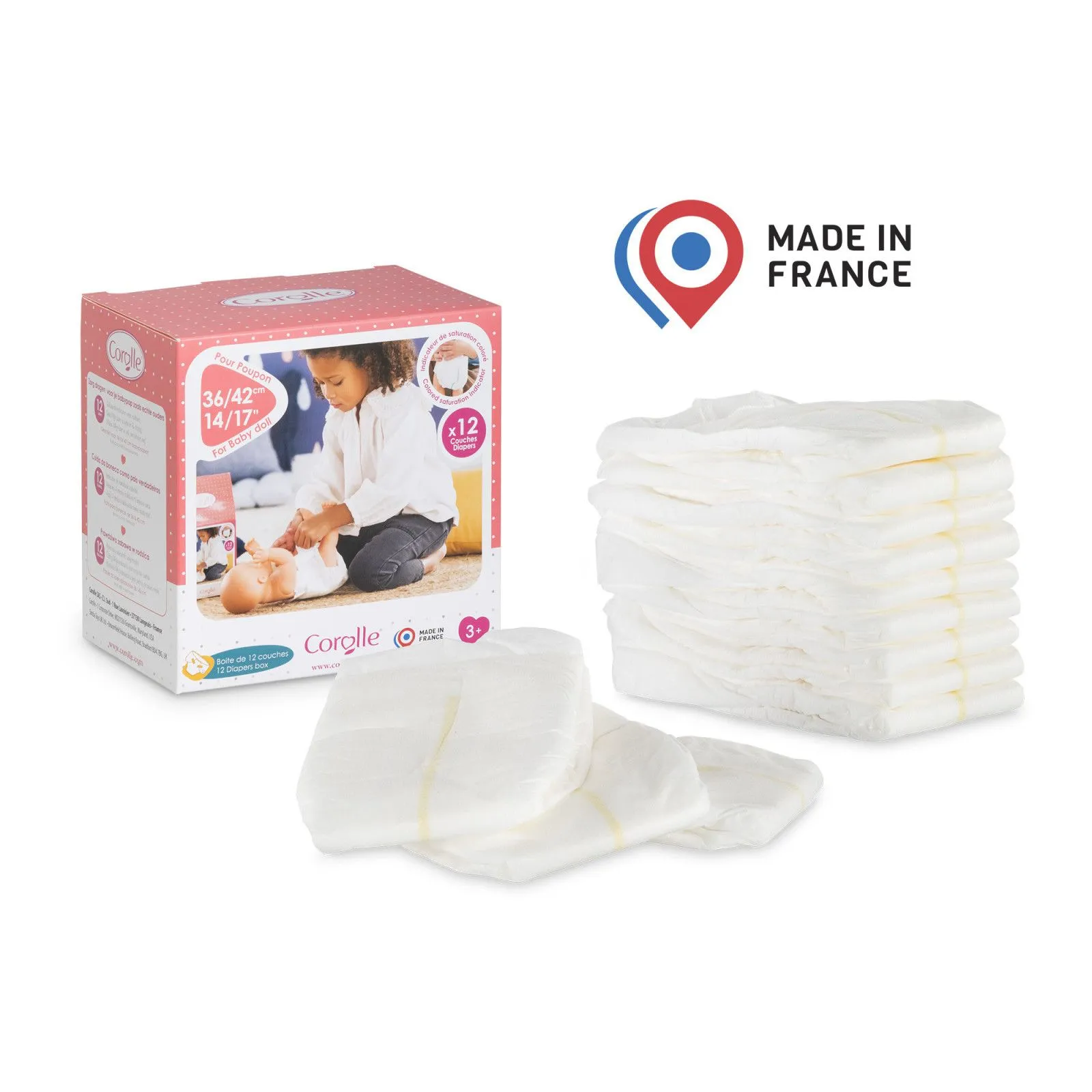 Corolle Box of 12 diapers for 36 and 42 cm baby dolls – vue 2 – Doll Accessories