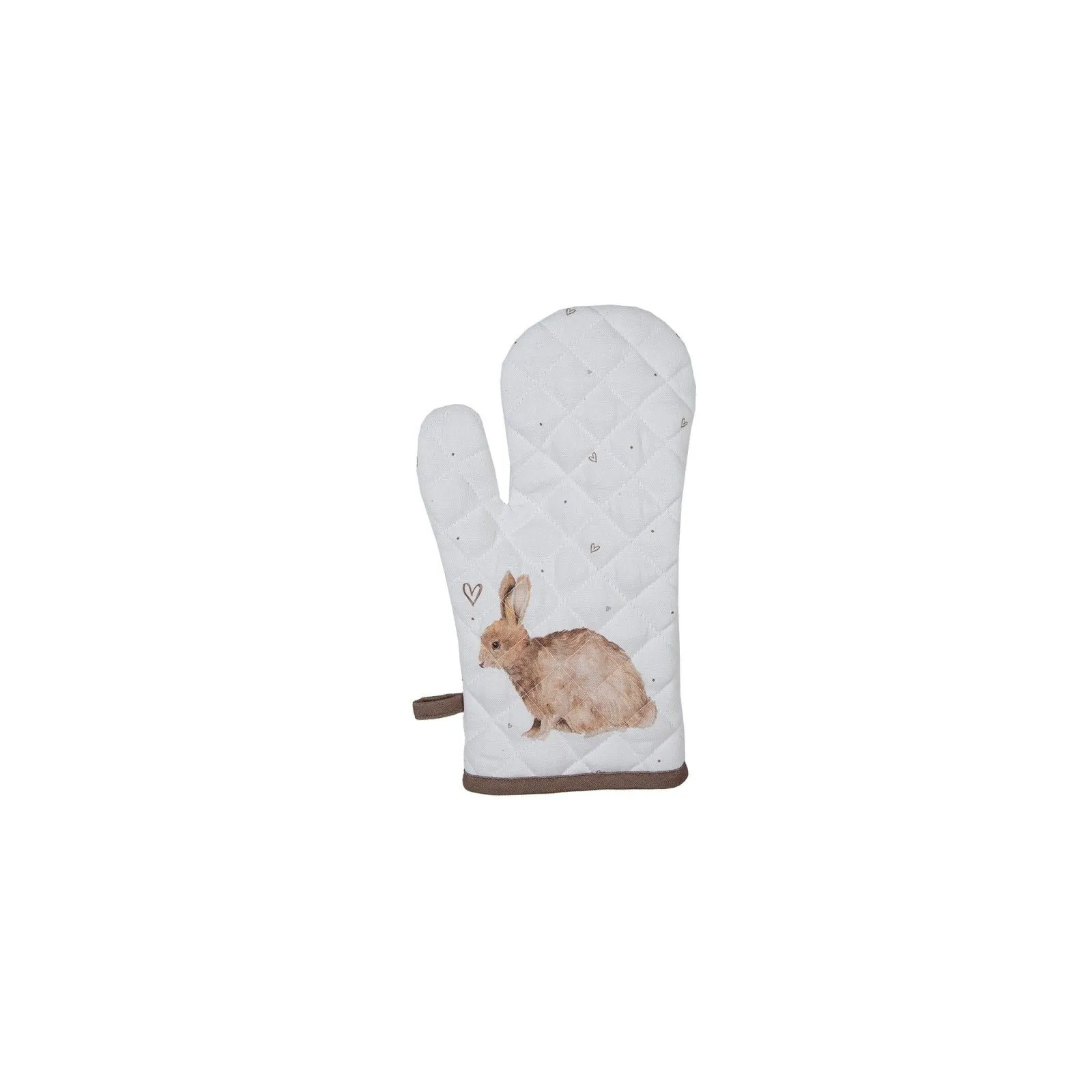 Clayre & Eef Gant de cuisine pour enfants - Blanc Marron Coton Lapin – vue 1 – Cuisiner comme un grand