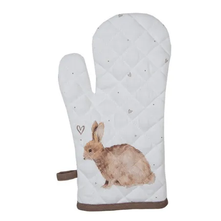 Clayre & Eef Gant de cuisine pour enfants - Blanc Marron Coton Lapin – vue 1 – Cuisiner comme un grand