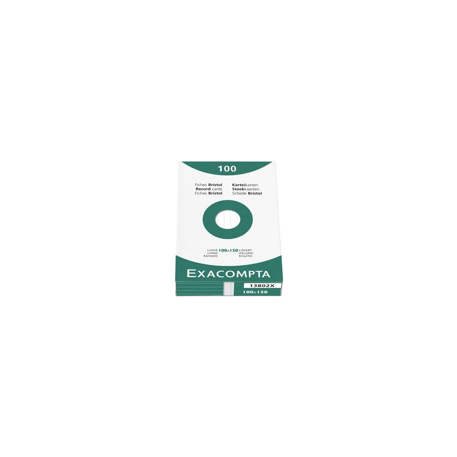  Exacompta: Fiches "Bristol" 100x150mm, ligné, paquet de 100 pièces - Blanc – vue 1 – Papeterie créative