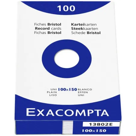  Exacompta: "Bristol" index cards 100x150mm, pack of 100 pieces - White – vue 1 – Creative Stationery