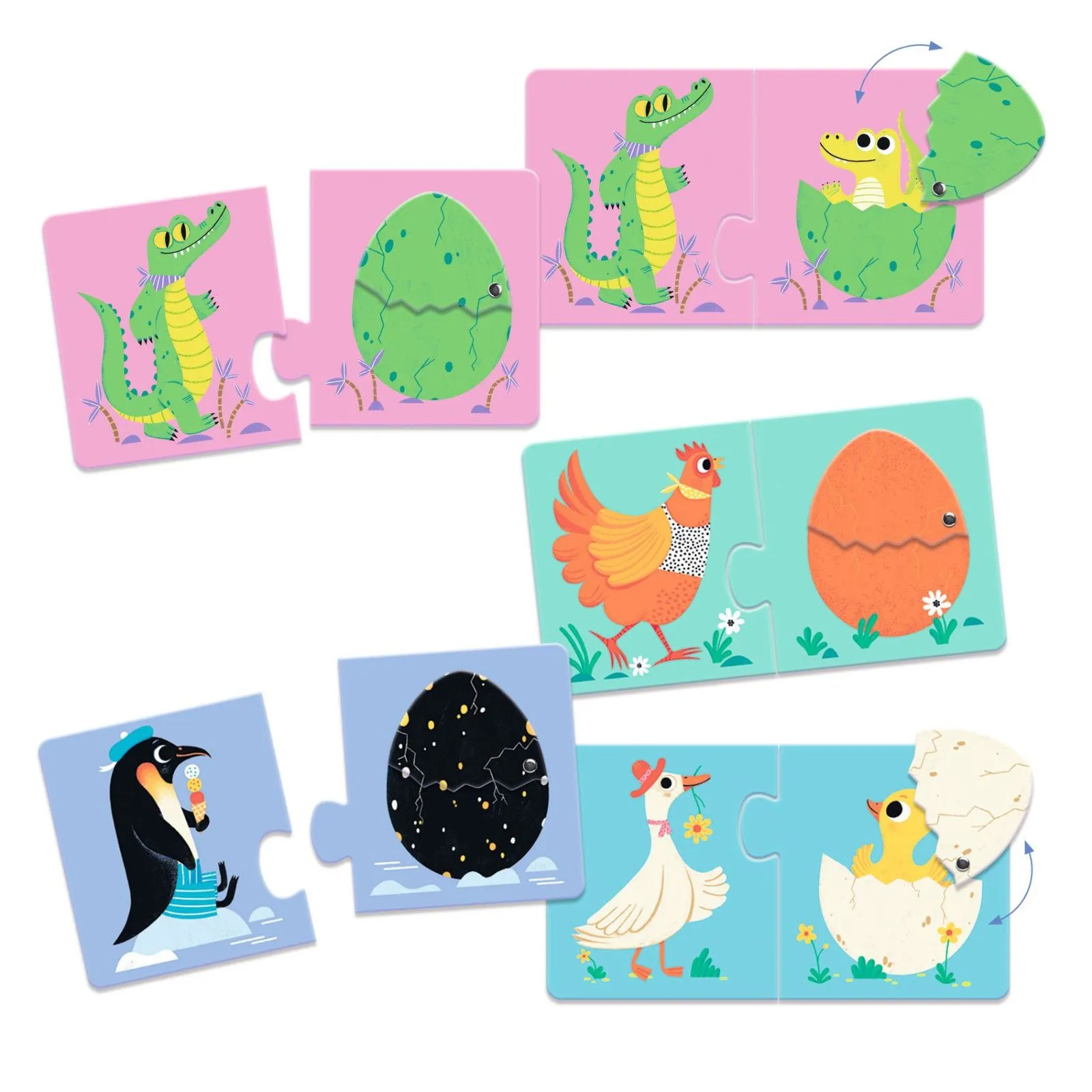 Djeco Puzzle Duo Articulo Les oeufs rigolos – vue 3 – Puzzles