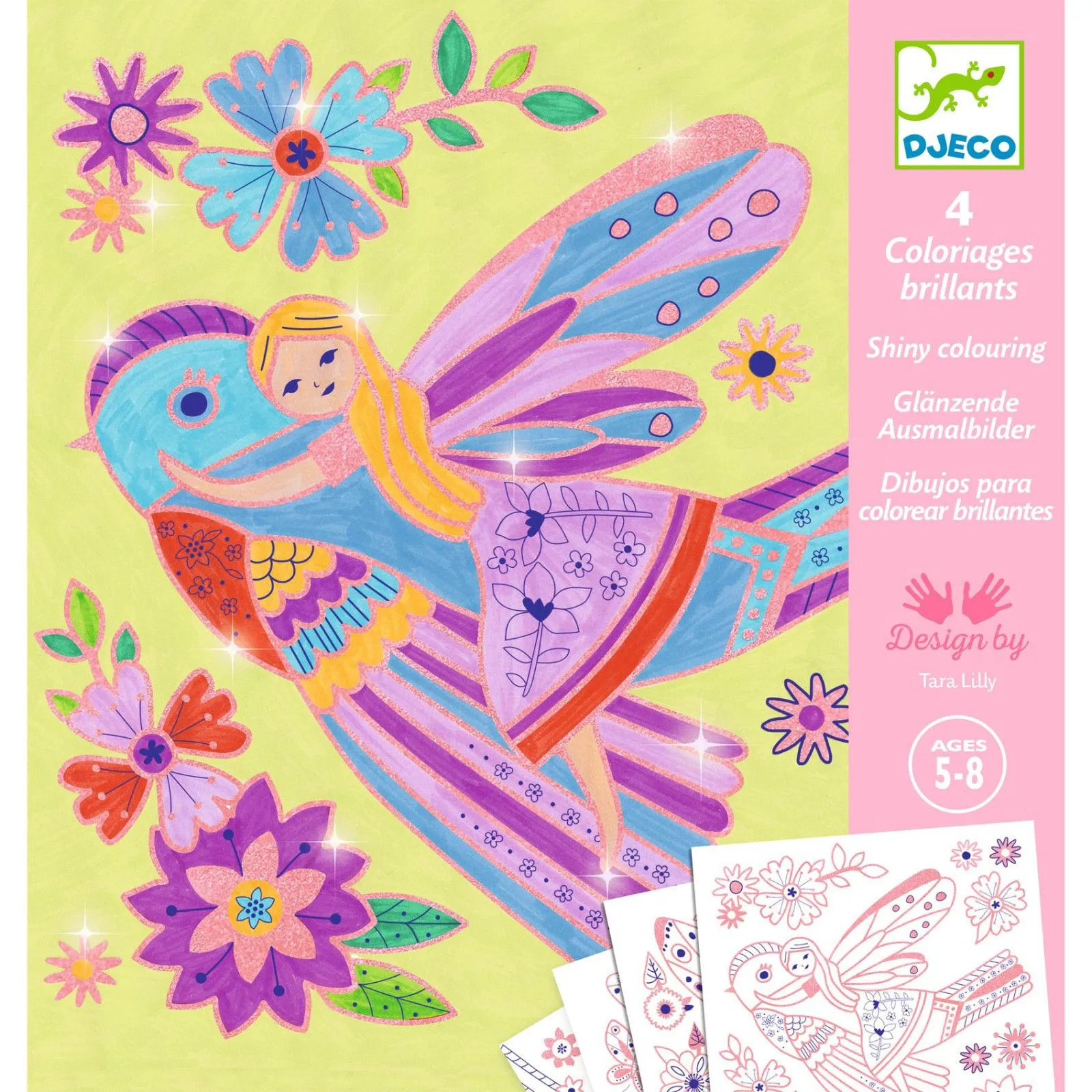 Djeco 4 coloriages brillants - Petites ailes – vue 1 – Kits Créatifs