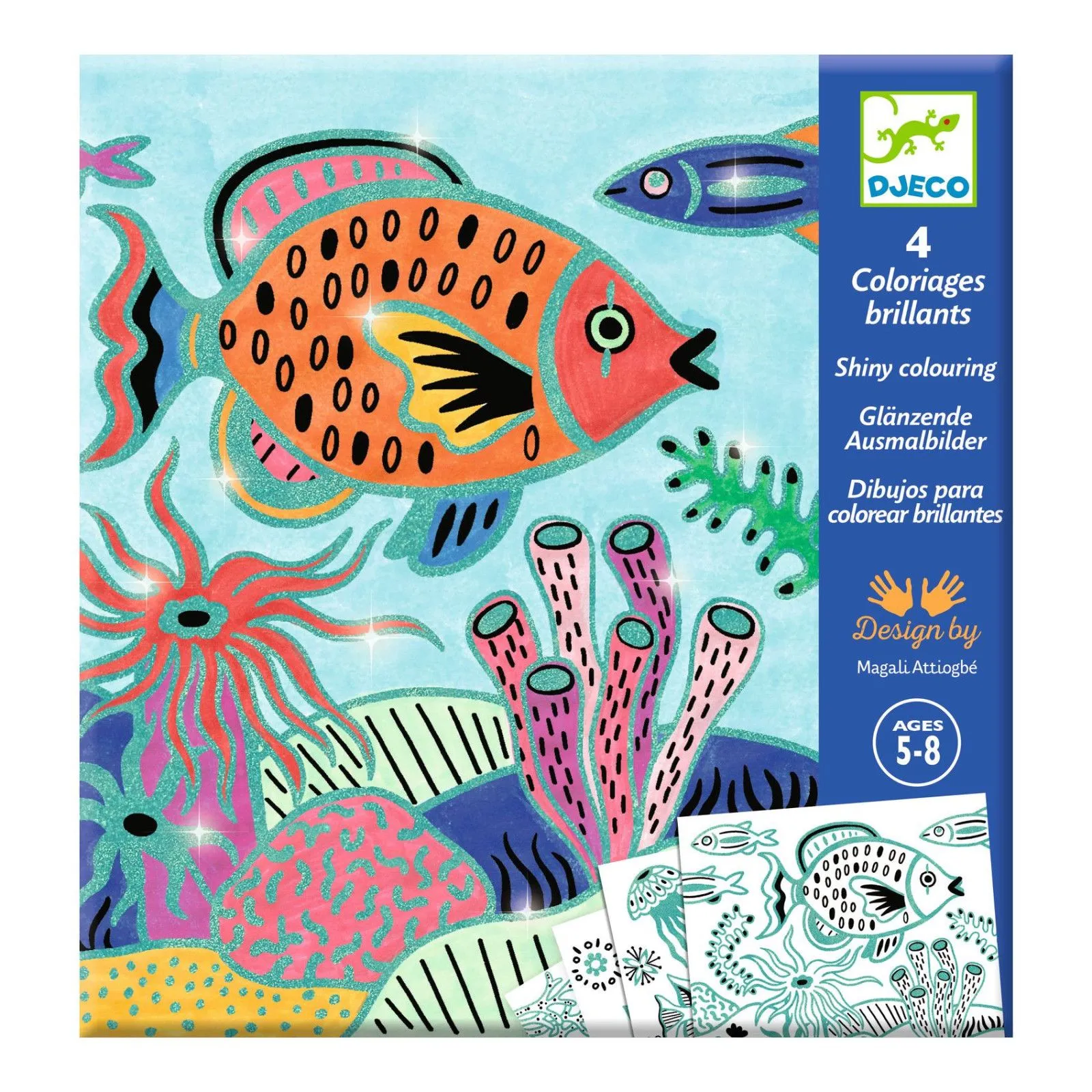 Djeco 4 coloriages brillants - Sous la mer – vue 2 – Kits Créatifs