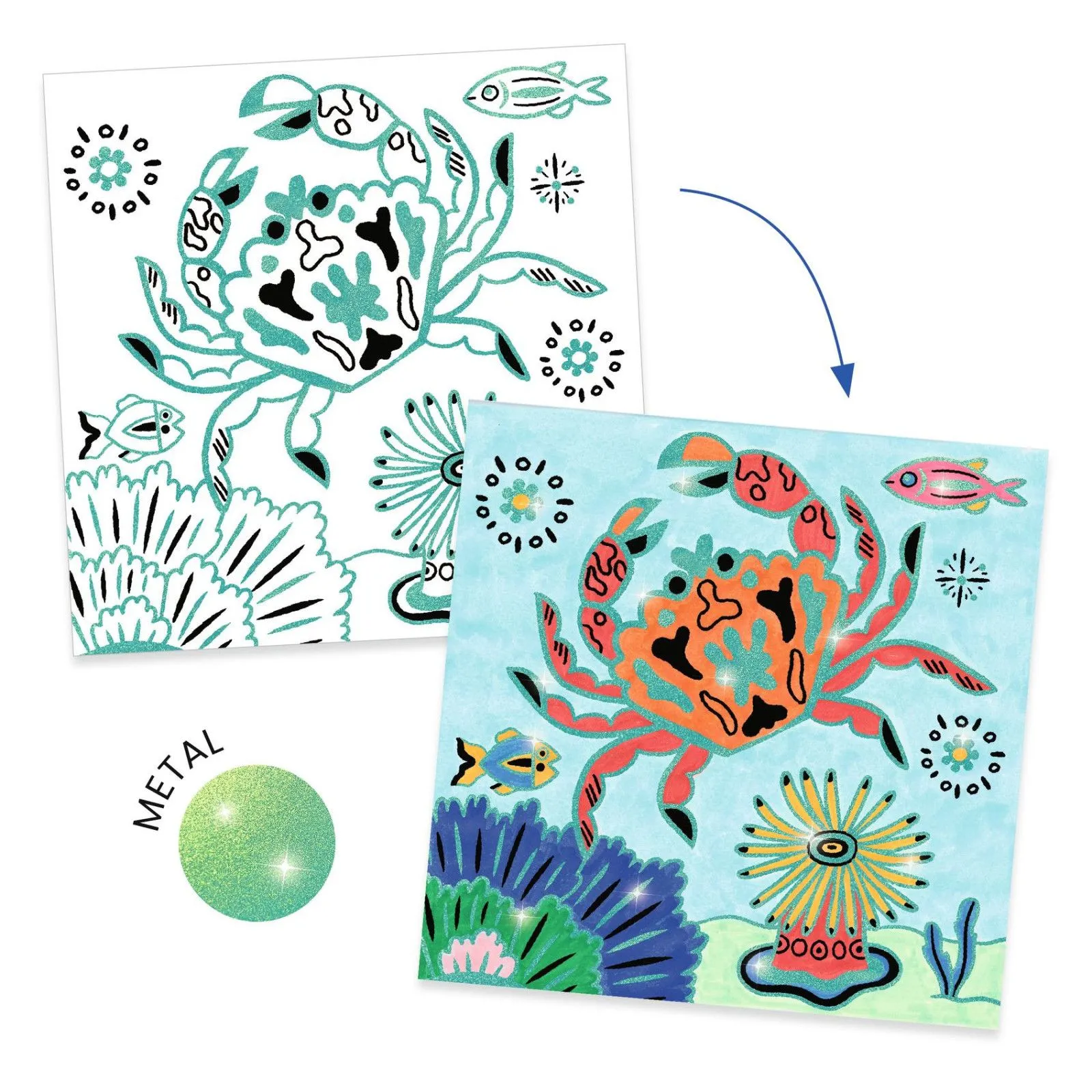Djeco 4 Shiny colouring - Under the sea – vue 3 – Creative Kits