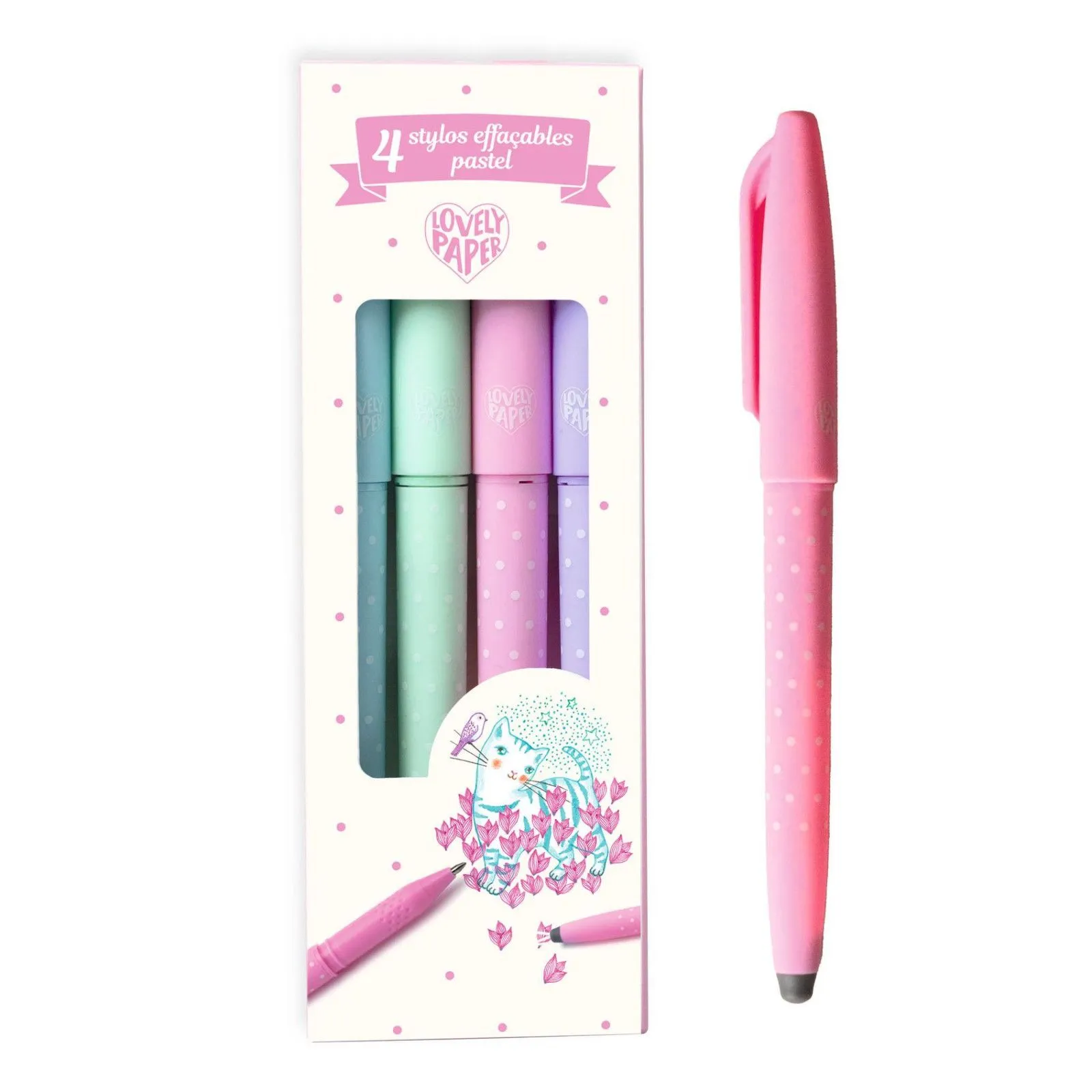 Djeco Lovely Paper - 4 Stylos effaçables pastel – vue 3 – Peinture & dessin