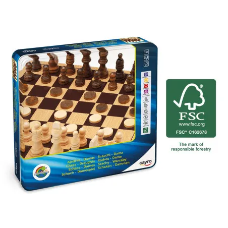 Cayro Boîte métal - Echecs - Dames – vue 1 – Jeux de societe