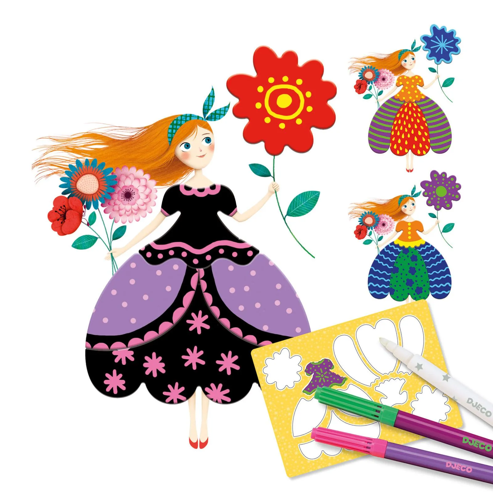 Djeco Magic Felt-Tips - Les jolies robes de Marie – vue 3 – Creative Kits