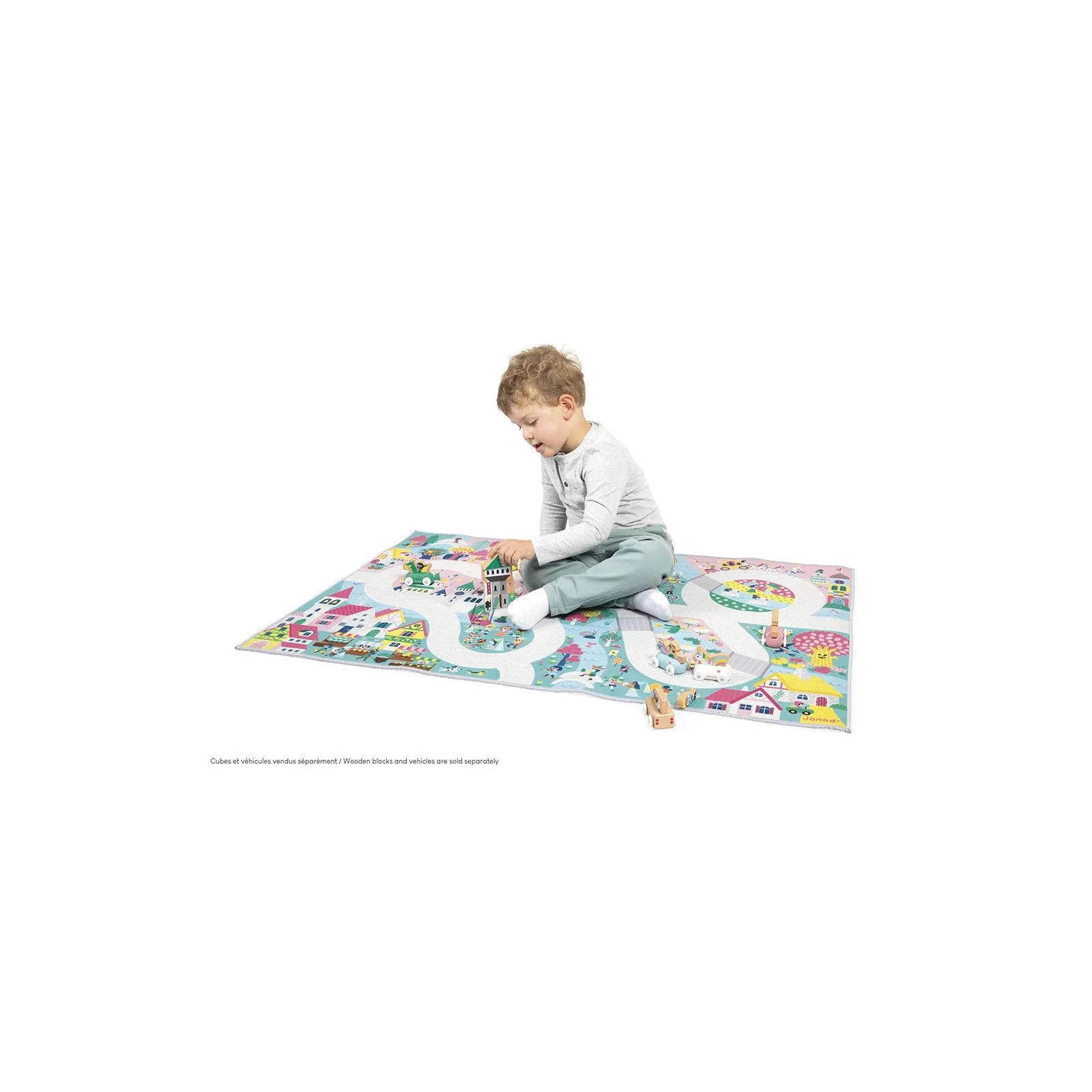Janod Playmat with circuit Enchanted Kingdom - Cross Roads – vue 2 – Garages and accessories